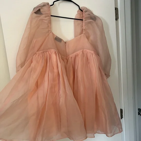 Pink Puff Sleeve Dress - Picture 7 of 7